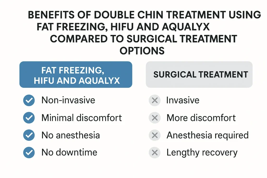 Graphic about the benefits of double chin treatment Feltham - from LA LIPO