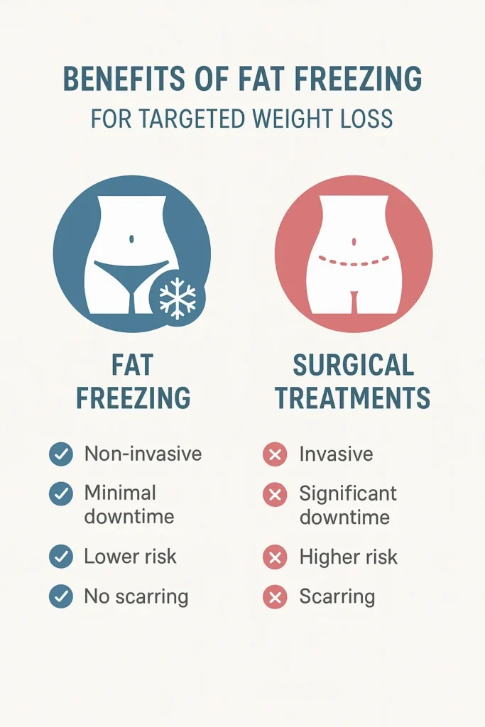 graphic showing the benefits of fat freezing Feltham