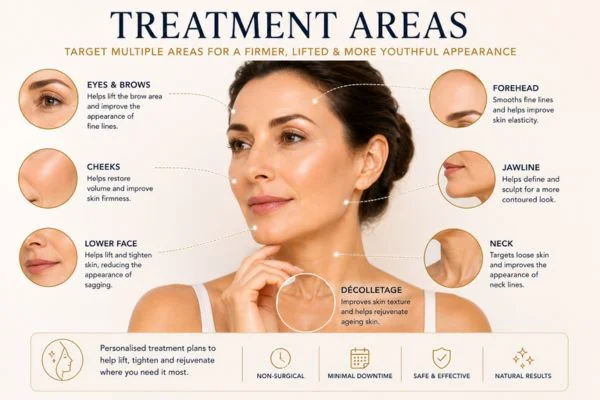 Areas of treatment for the ultimate lift tighten treatment Feltham